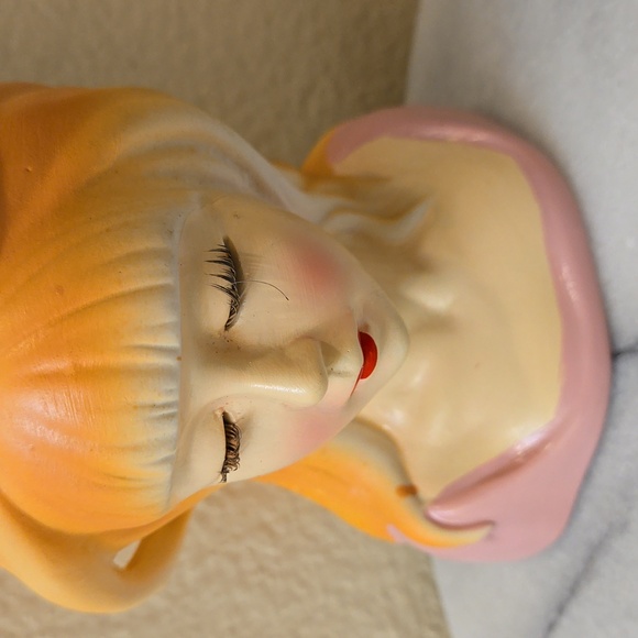 Reproduction Lady Head Vase Planter Makeup Brush Holder - Picture 6 of 12